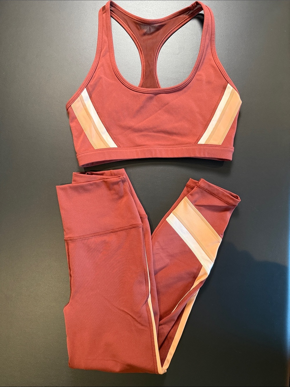 Spiritual Gangster Rust Sports Bra & Legging Set with Peach Accents